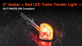 CAZLEDSIL0754 - 5-Inch Amber and Red Surface Mount LED Trailer Fender Clearance Marker Light Set - DOT FMVSS 108 - SAE P2