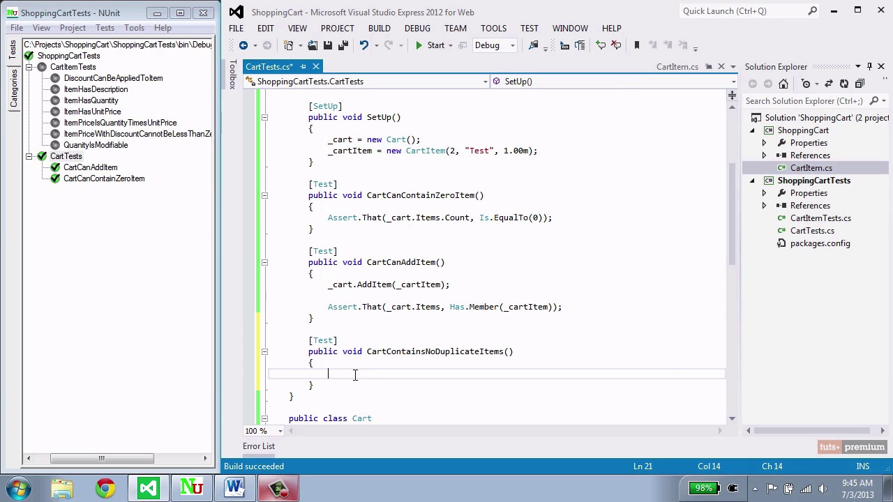 Learning TDD in C# - Building the Cart Functionality