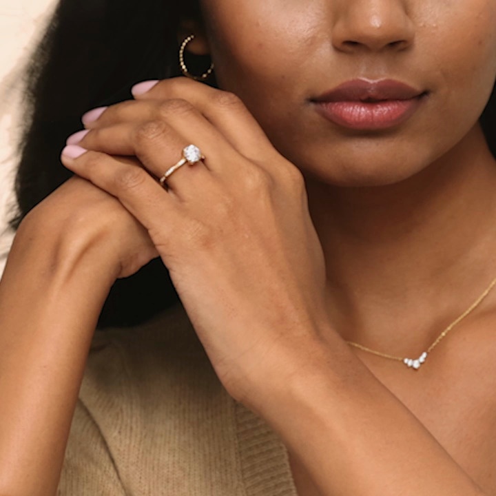 18K Yellow Gold Camellia Hidden Accent Diamond Ring