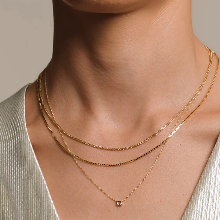 The Mainstay Lab Diamond and Mixed Chain Necklace Set in 14K Yellow Gold