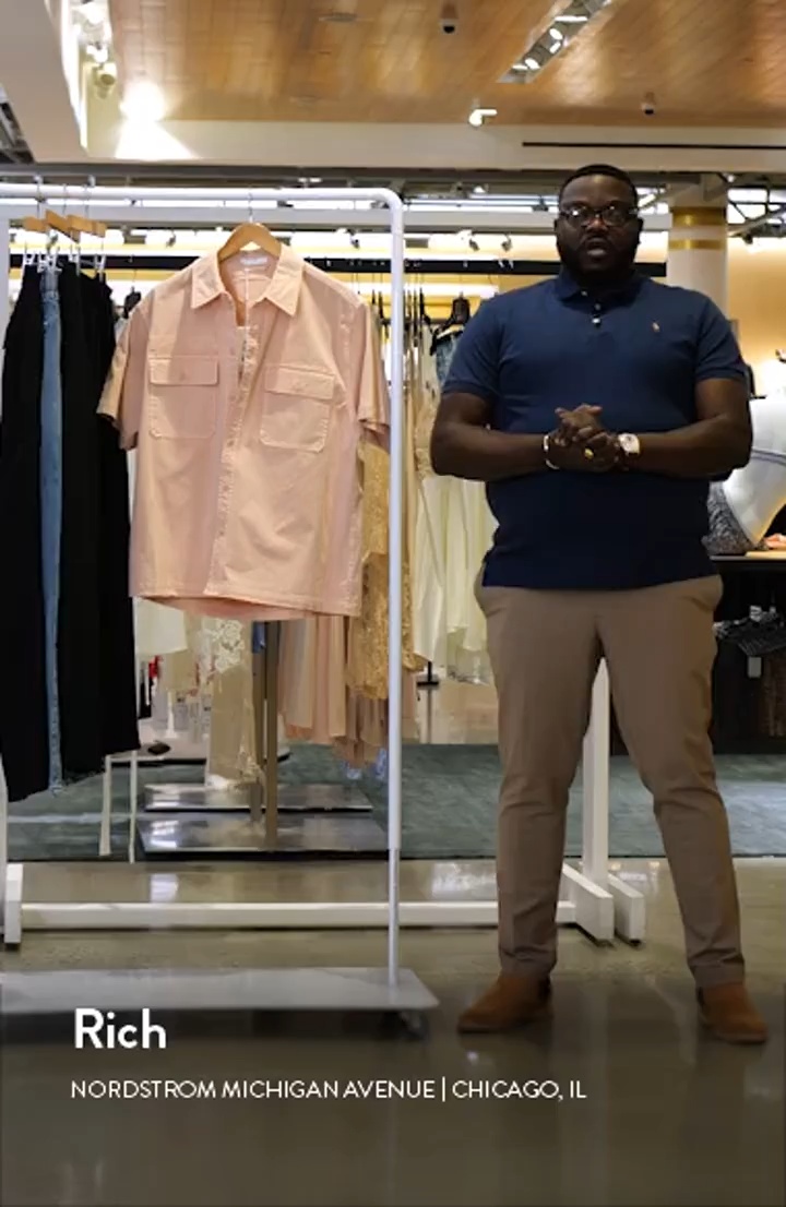 Helmut Lang GD Uniform Short Sleeve Stretch Twill Button Up Shirt