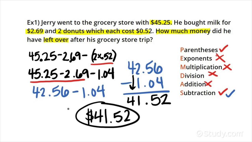 Solving a Word Problem with Multiple Decimals | Algebra | Study.com