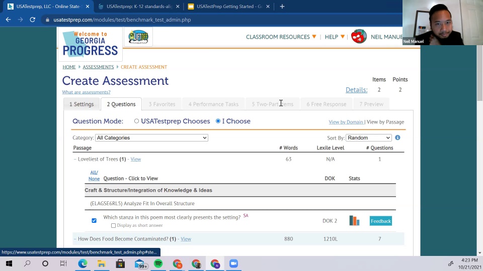 Screenshot from Getting Started with USATestprep video