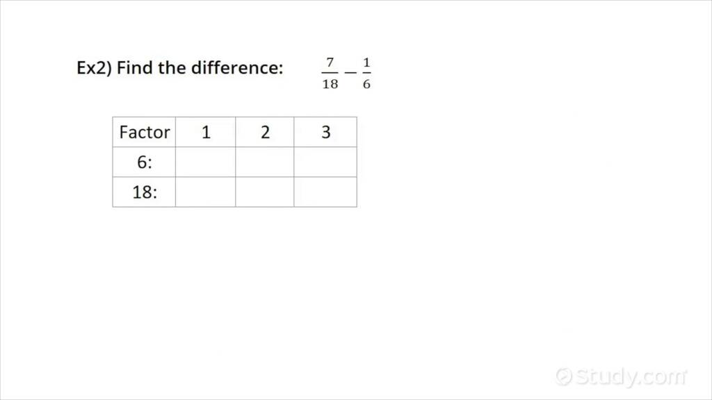 Adding or Subtracting Fractions by Finding Common Denominators ...