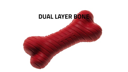 Playology Dual Layer Bone Dog Toy Peanut Butter Medium