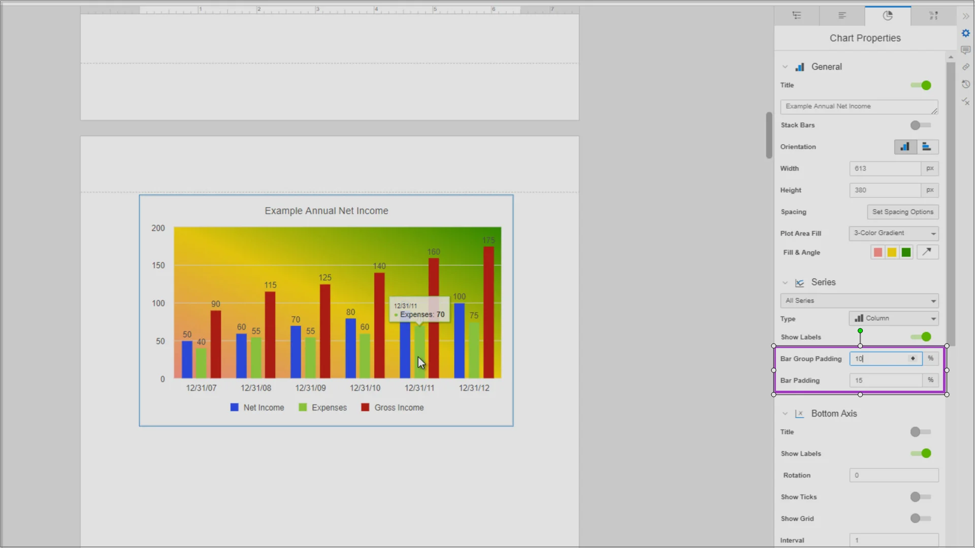 Column and group spacing (Charts) - Aug 30, 2019