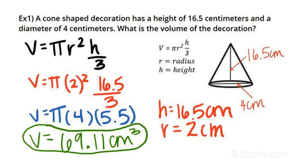 How to Solve a Word Problem Involving the Volume of a Cone | Algebra ...