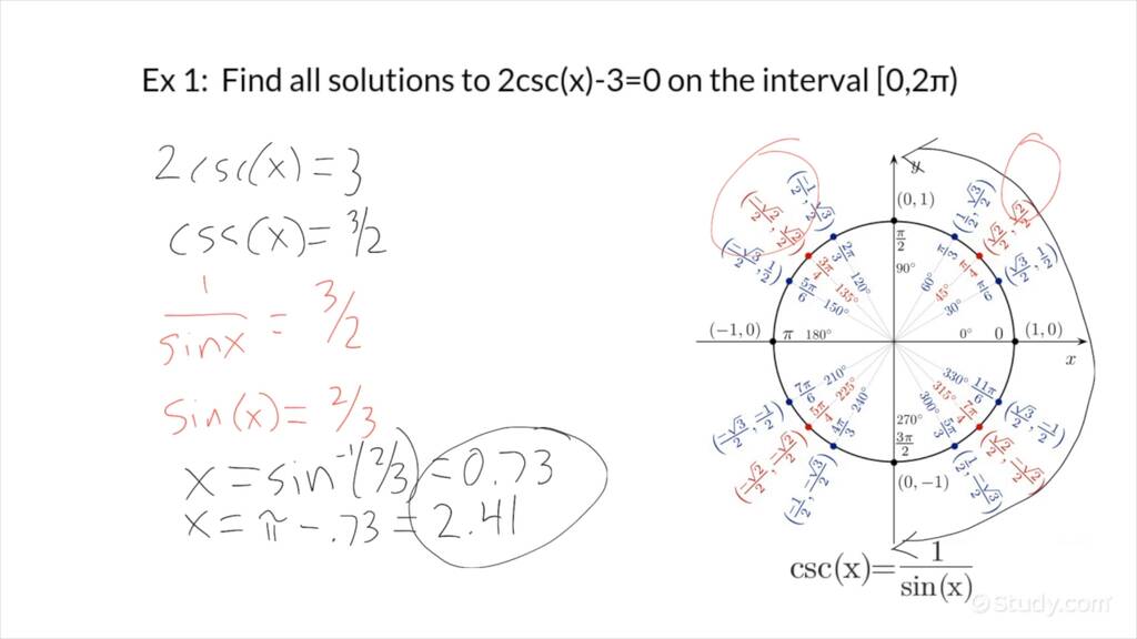 how-to-find-solutions-in-an-interval-for-a-cosecant-equation