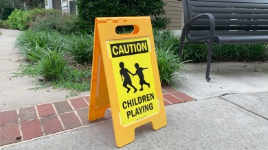 Caution Children Playing Floor Sign