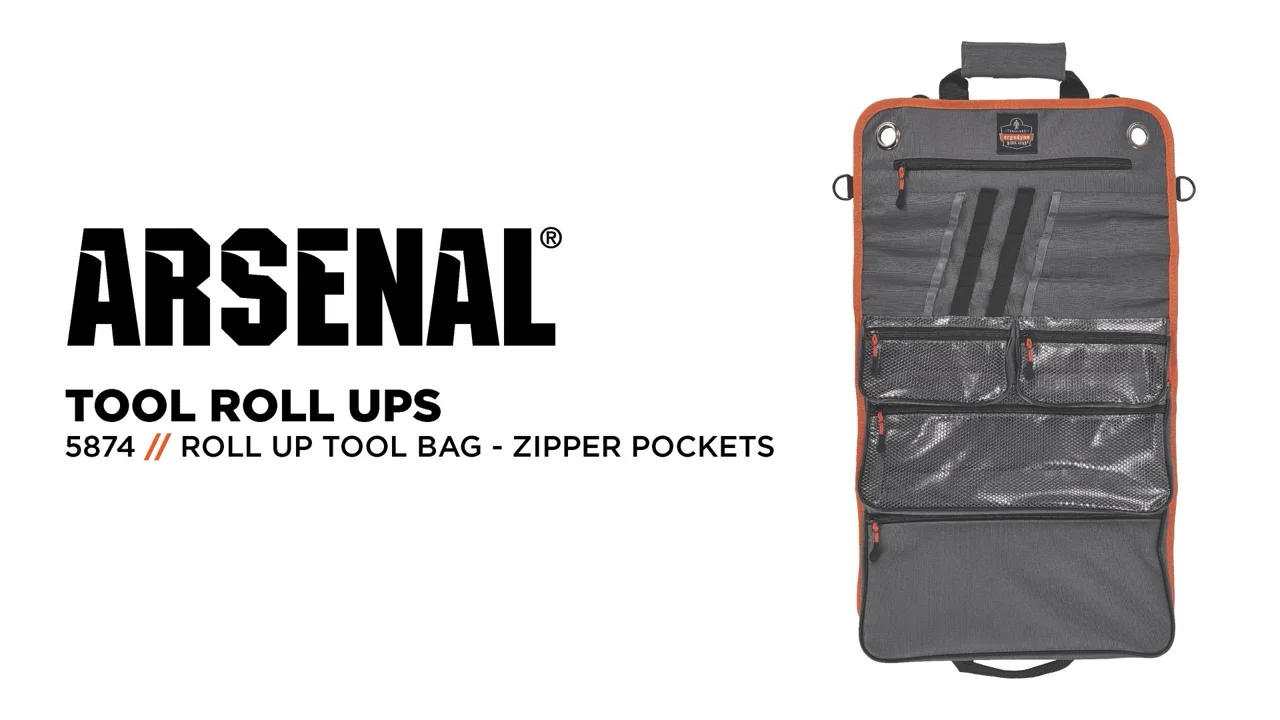 Arsenal 5874 Roll Up Tool Bag with Zippered Pockets: Durable