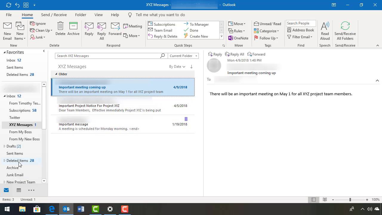 удаление архива электронной почты Outlook