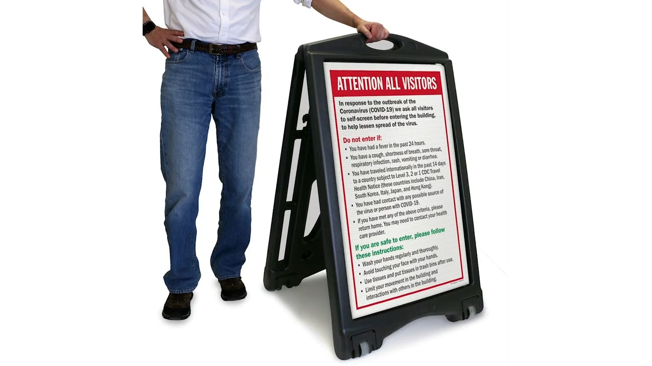 Attention All Visitors in Response to The Recent Outbreak of The Coronavirus (Covid-19)” BigBoss Pro Sidewalk Sign Kit