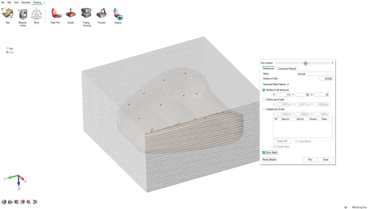 Simulation of PU Foam Expansion in Car Seat Manufacturing