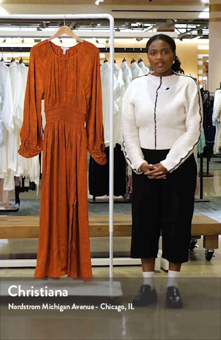 NEXT Tonal Jacquard Long Sleeve Maxi Dress | Nordstrom