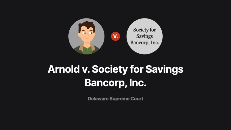 Arnold v. Society for Savings Bancorp, Inc.