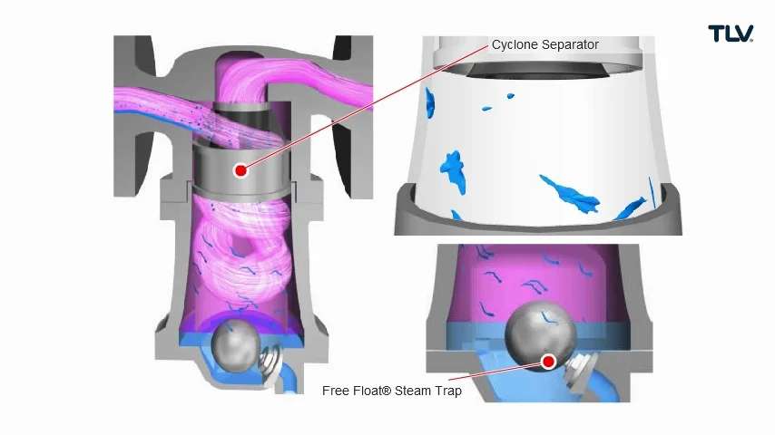 Cyclone Separators for Steam (with Built-in trap): DC series | TLV Cyclone Separators for Steam (with Built-in trap): DC series | TLV