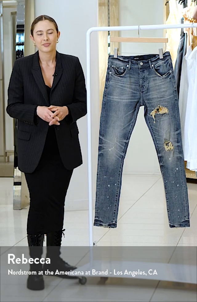 PURPLE Camouflage Patch Destroyed Slim Jeans