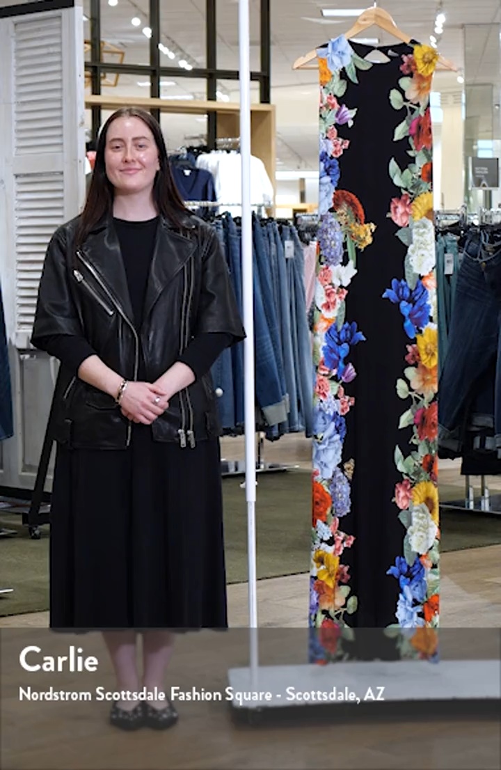 Alice + Olivia Delora Placed Floral Open Back Maxi Dress