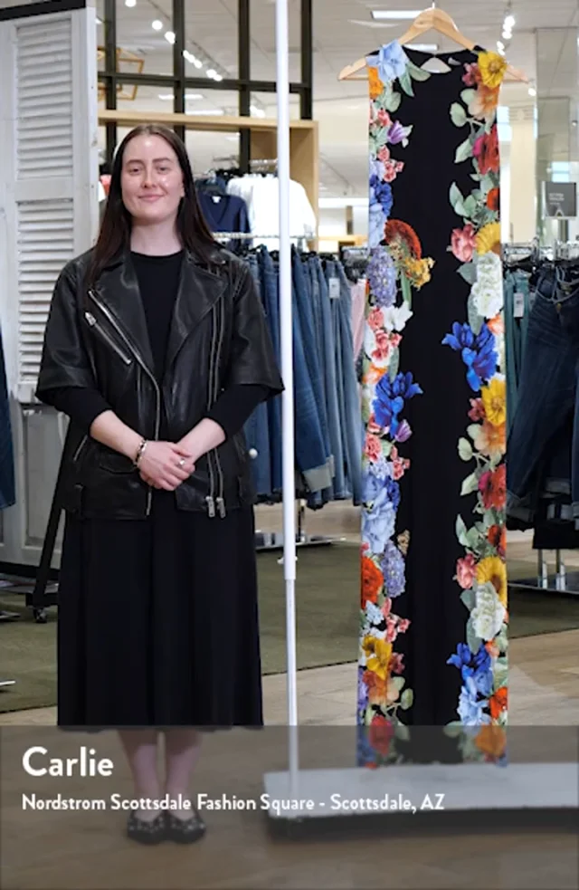 Alice + Olivia Delora Placed Floral Open Back Maxi Dress