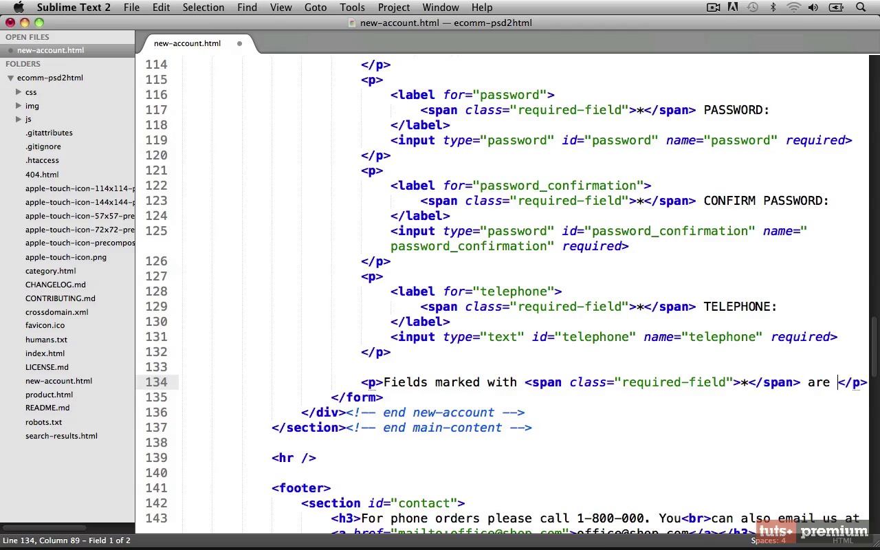 Converting an eCommerce PSD to HTML & CSS - The New Account Page