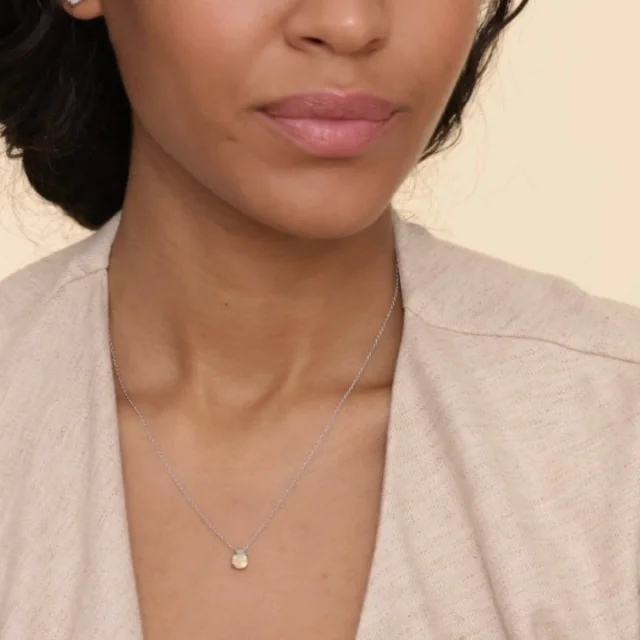 Silver Floating Solitaire Opal Pendant