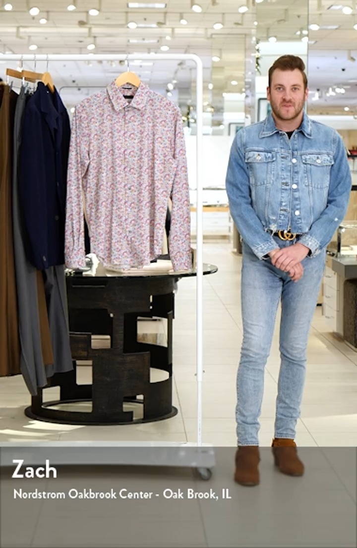 Zanella Garden Floral Print Knit Cotton Blend Dress Shirt | Nordstrom