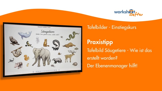 Praxistipp: Tafelbild Säugetiere - Wie ist das aufgebaut? Der Ebenenmanager hilft.