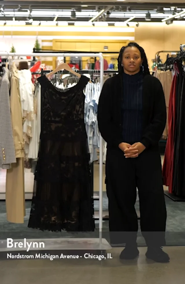 Tadashi Shoji Embroidered Off the Shoulder Midi Dress Nordstrom