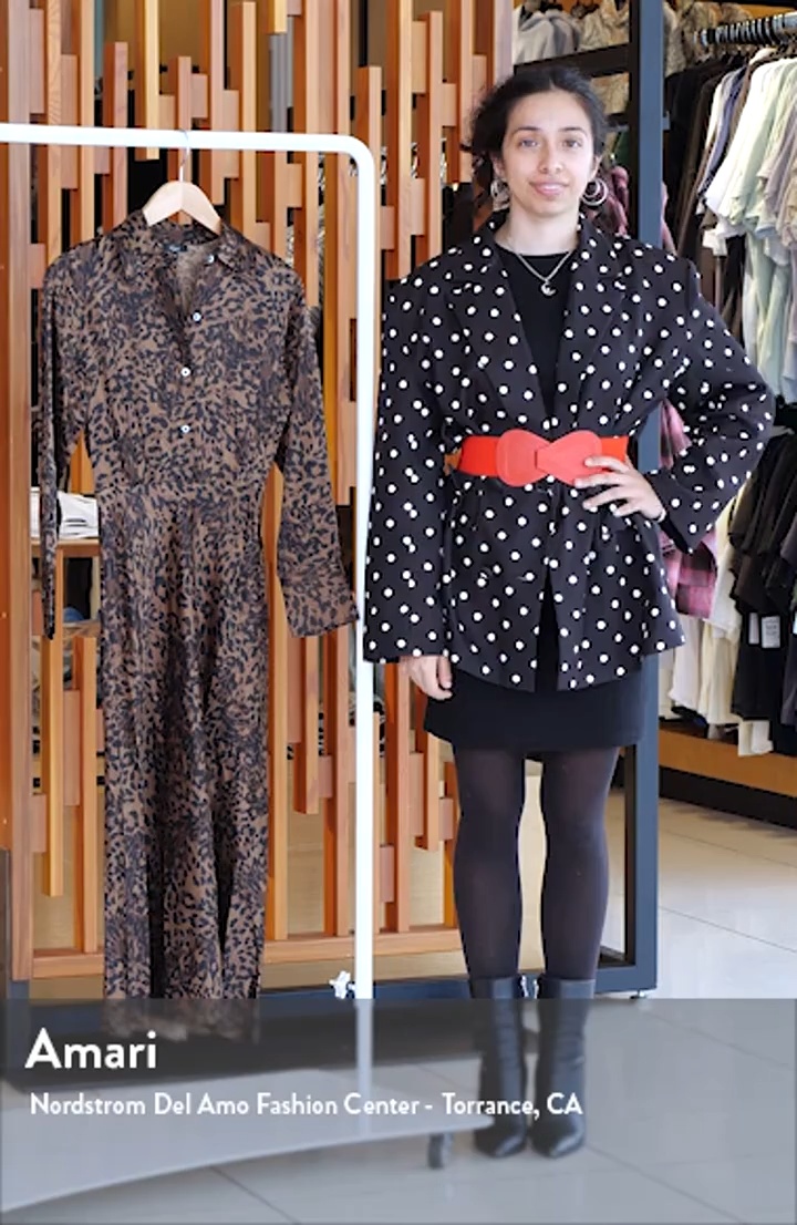レディースウェア Lion Rails Jazlyn Leopard Long Sleeve Satin Midi Shirtdress | Nordstrom