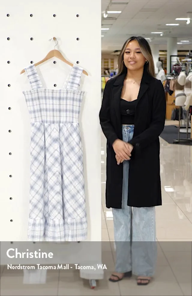 Eliza J Smocked Plaid Cotton Seersucker Midi Sundress Nordstromrack