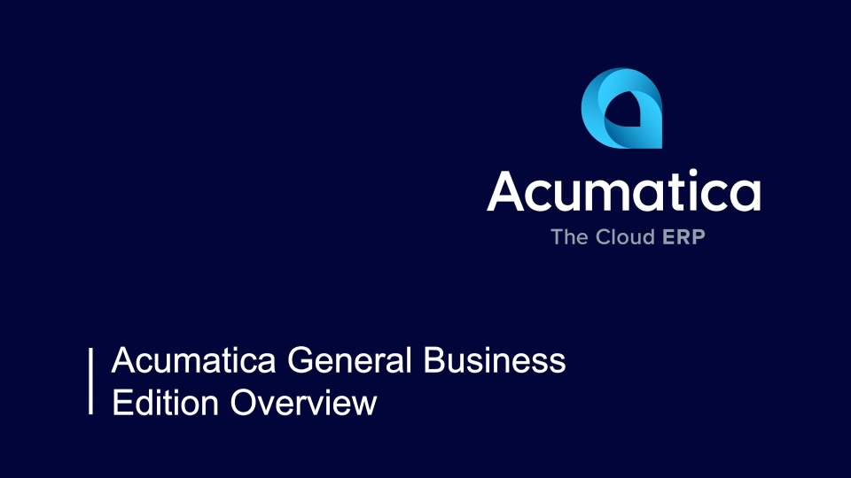 Acumatica Cloud ERP Vue d’ensemble Vidéo