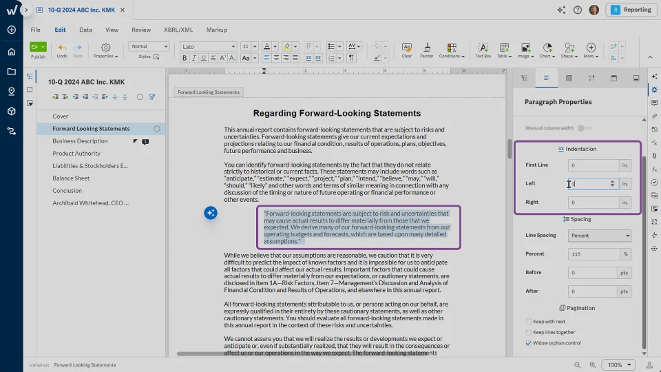 Paragraph properties – Support Center