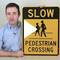 Slow Pedestrian Crossing Sign (with graphic)