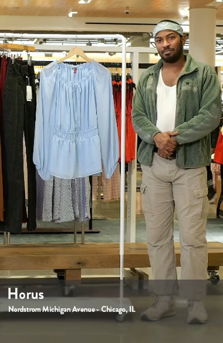 Vince Camuto Split Neck Peplum Top | Nordstrom