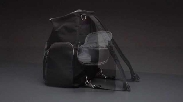 Storksak Alyssa Convertible Backpack - Black & Gold