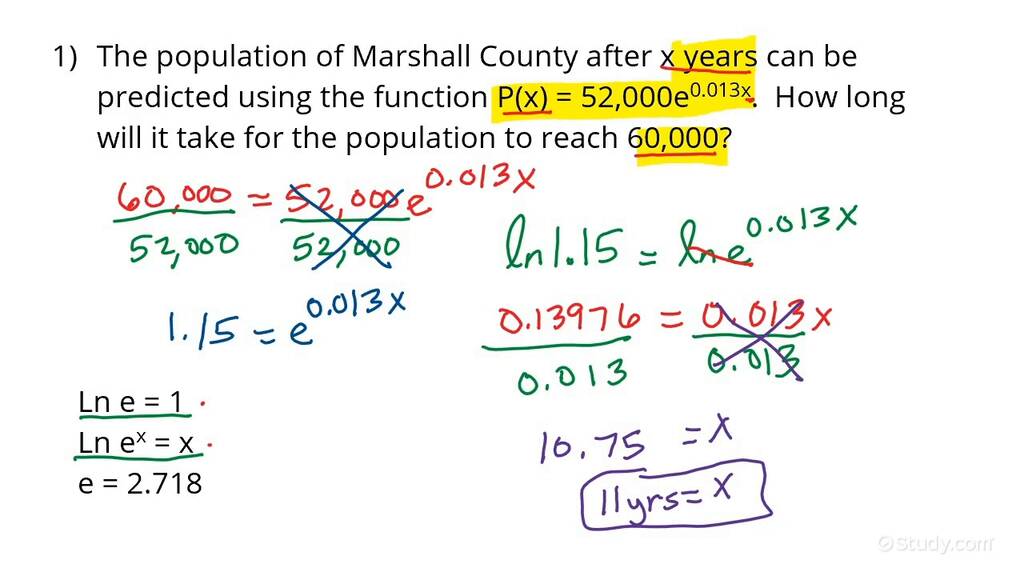 Evaluating an Exponential Function with Base e for a Real-world ...