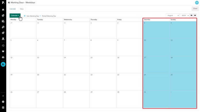 Create a working days calendar