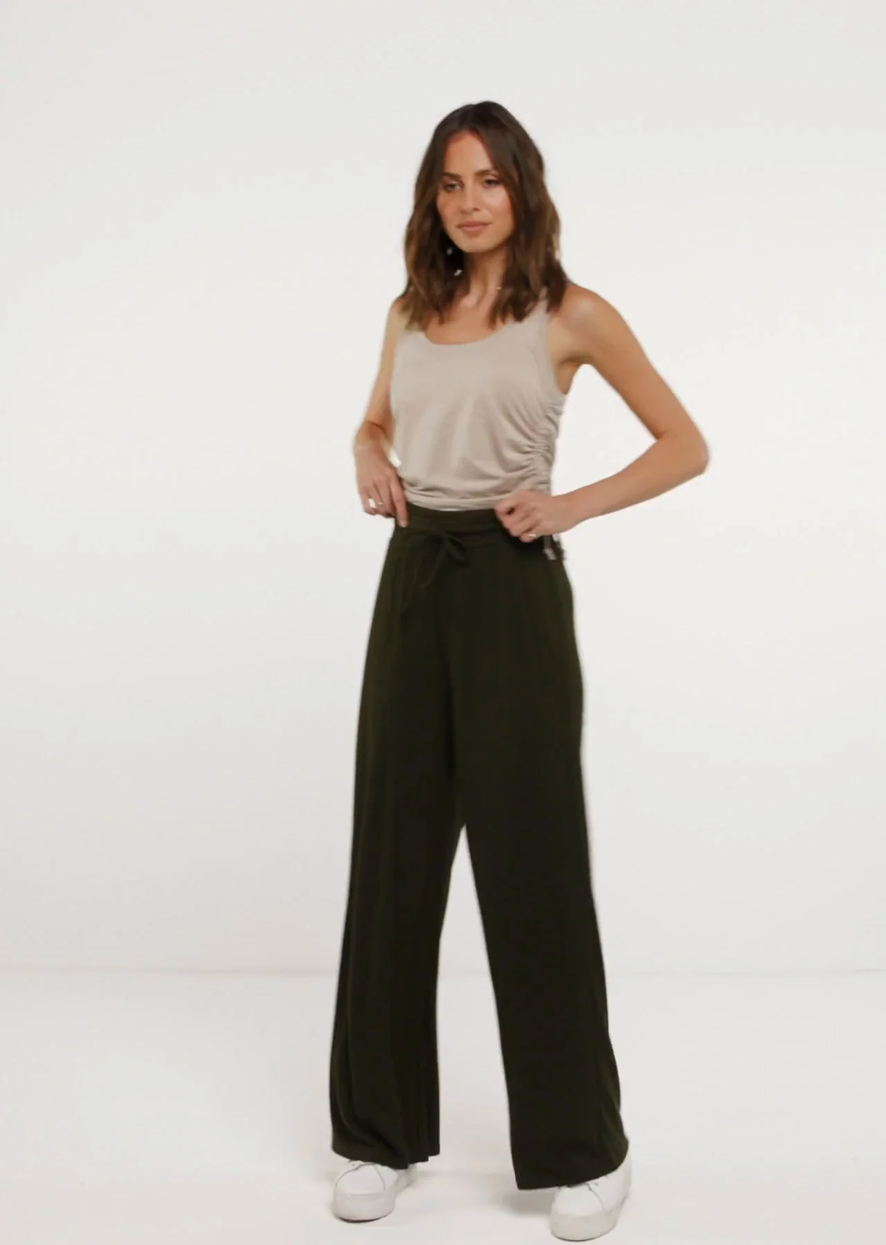 Womens Rest And Relax Rib Full Length Pant Walnut