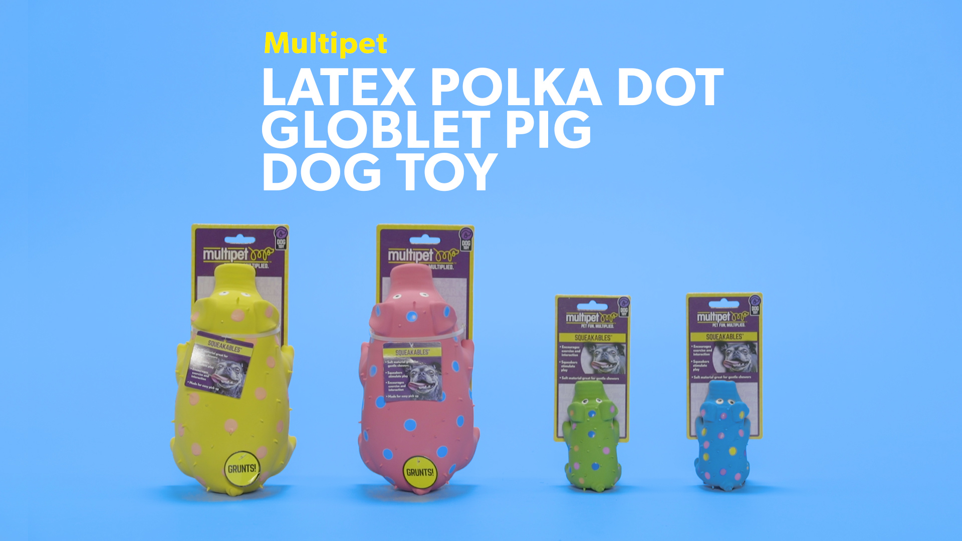 MULTIPET Latex Polka Dot Globlet Squeaky Pig Dog Toy Color Varies 9 in Chewy