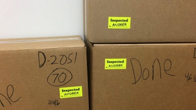 Inspected By QC Labels in Dispenser