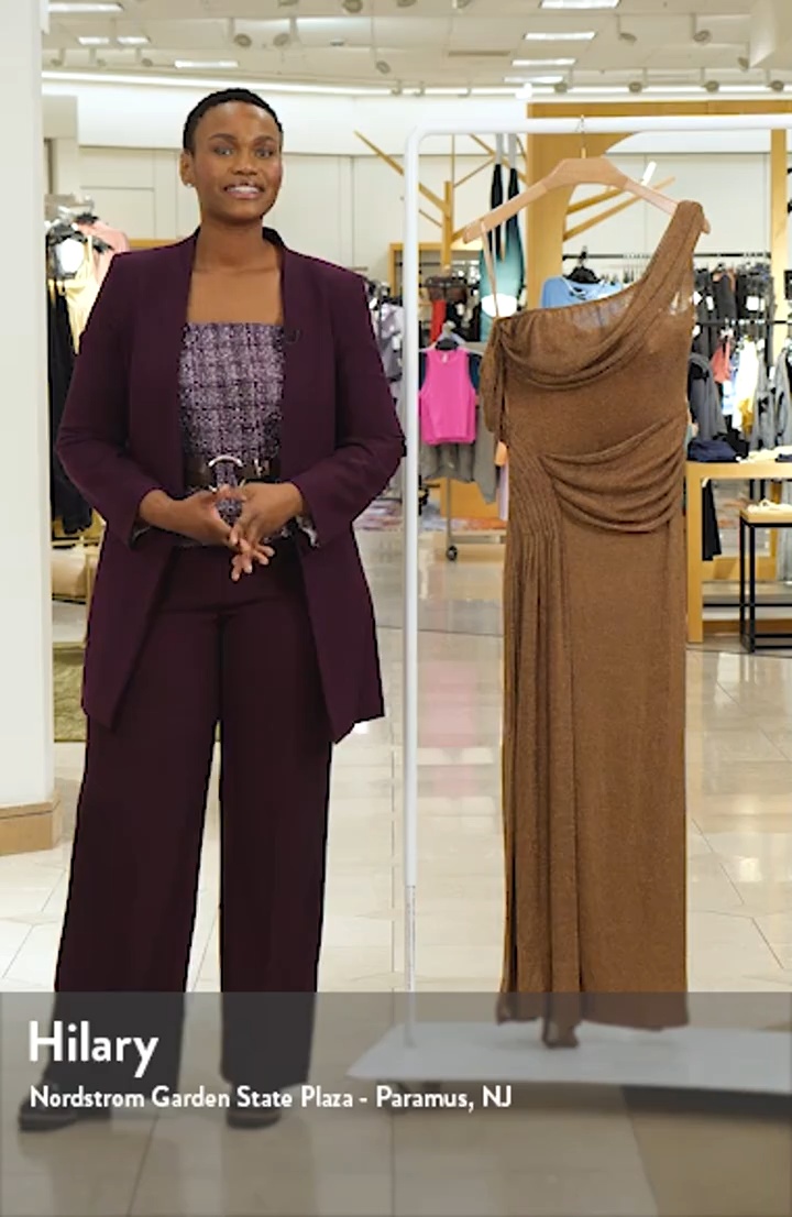 JLUXLABEL Drape Metallic One-Shoulder Gown | Nordstrom