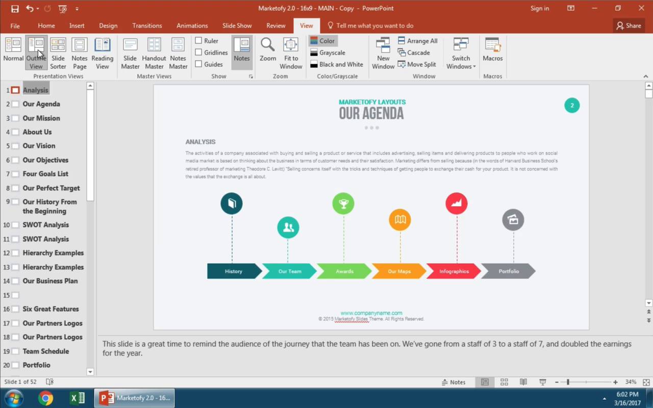 display presentation in slide sorter view