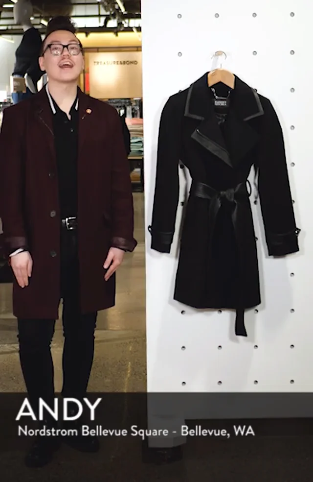 Badgley Mischka Collection Badgley Mischka Faux Leather Trim Wool