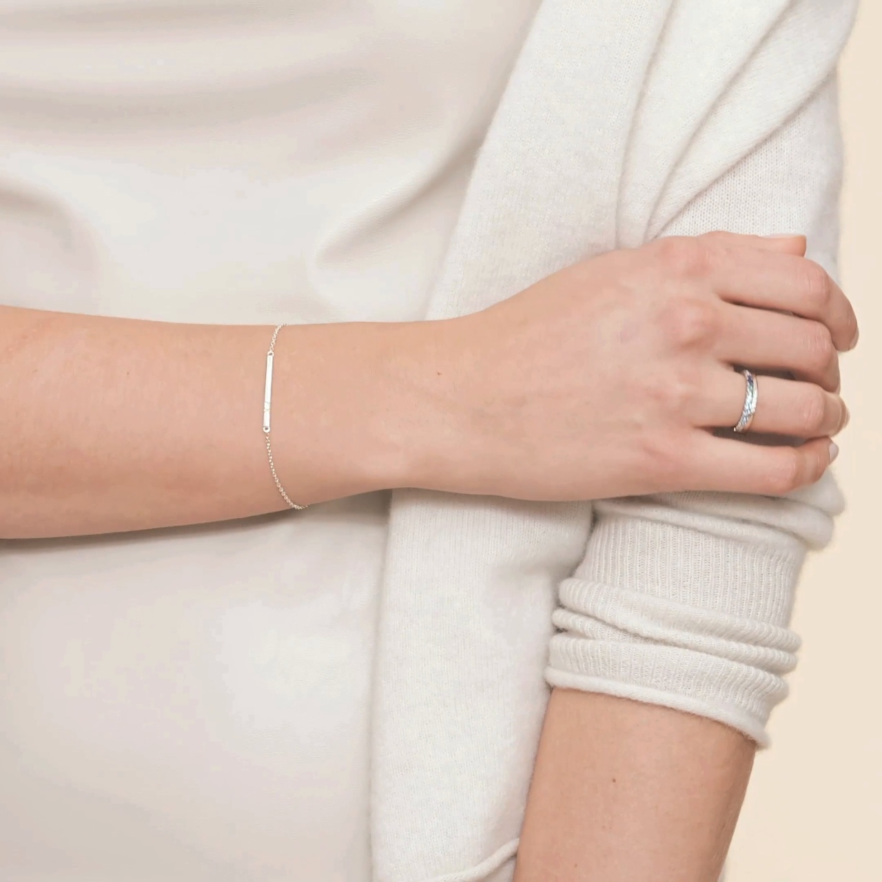 Silver Diamond Bar Bracelet