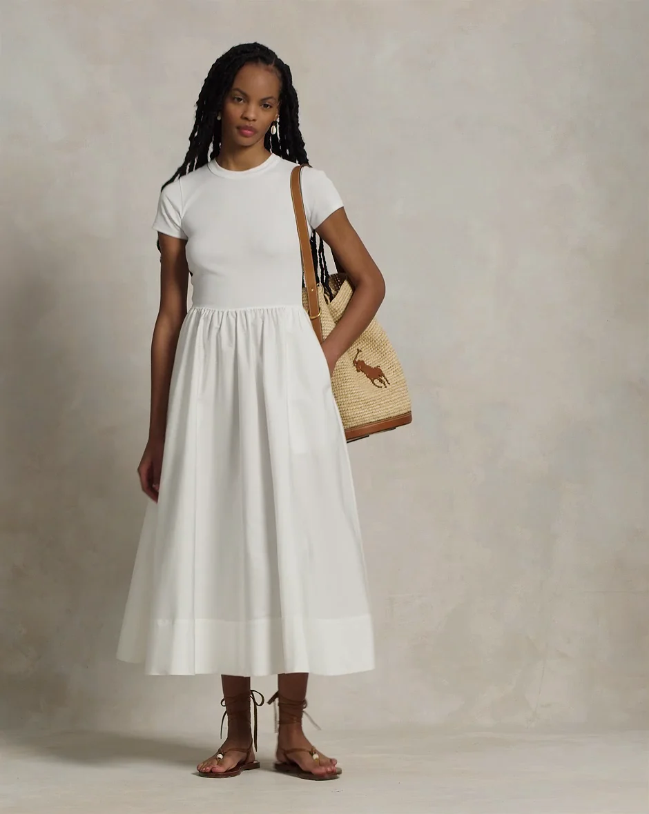 Polo Ralph Lauren Short Sleeve Cotton Midi Dress | Nordstrom