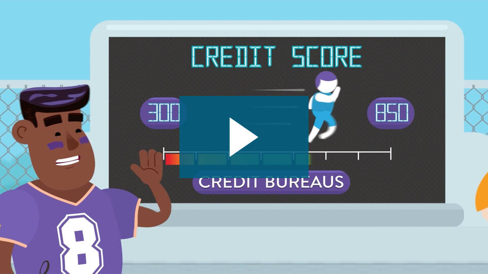 Video thumbnail for What Is a Credit Score? with a play button over the top.