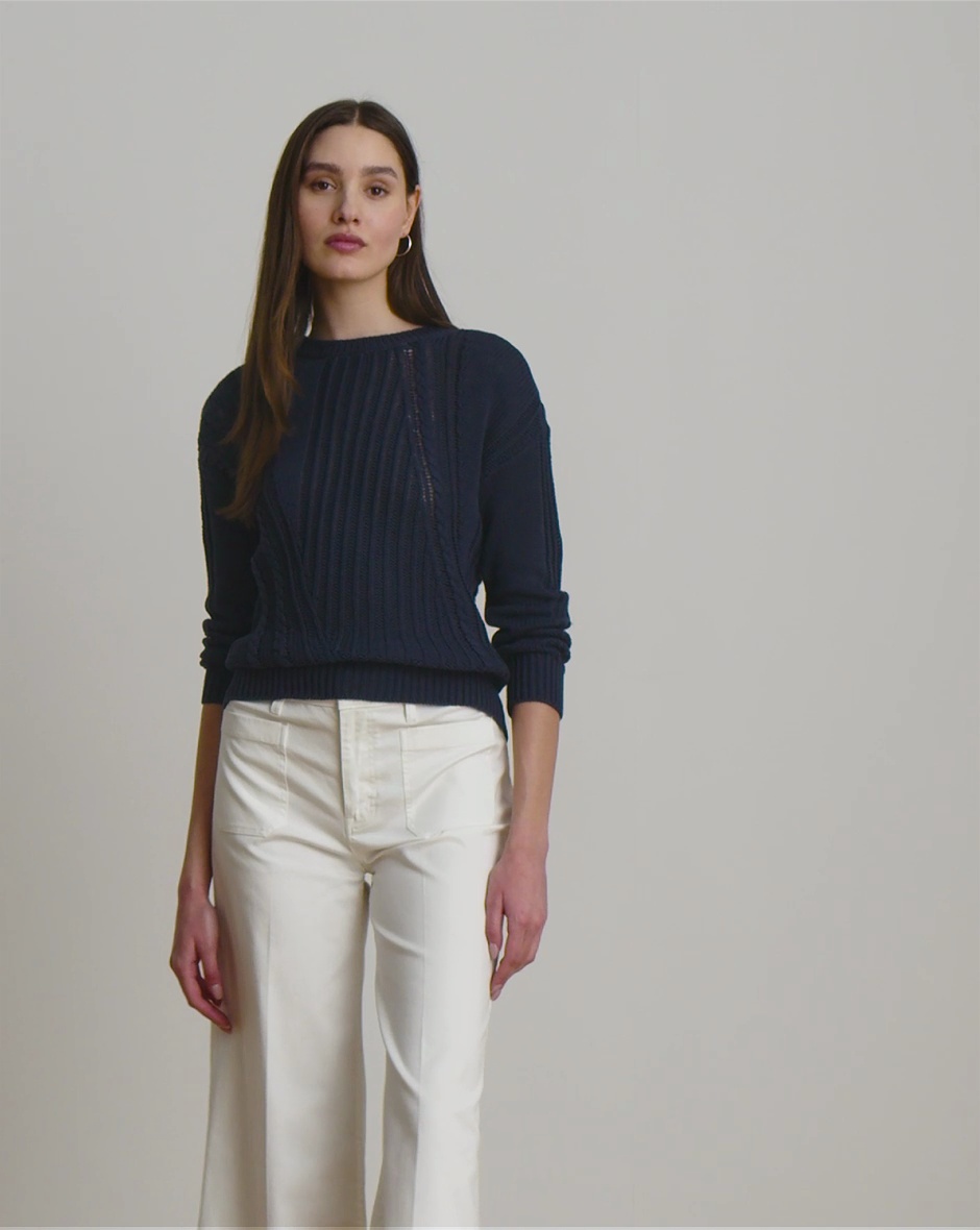 Lauren Ralph Lauren Pointelle & Cable Detail Cotton Sweater