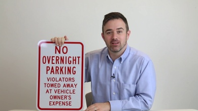 No Overnight Parking Violators Towed Sign
