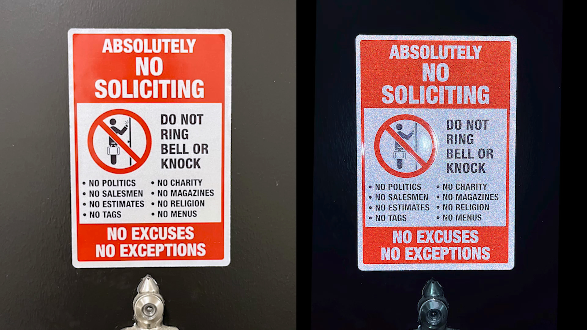 Absolutely No Soliciting Do Not Ring Reflective Decal Set LB-4176