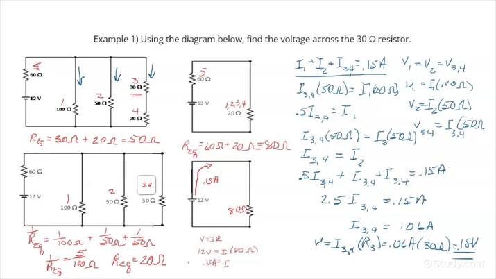 Using Kirchhoff's Junction Rule to Solve for a Voltage Drop across a ...